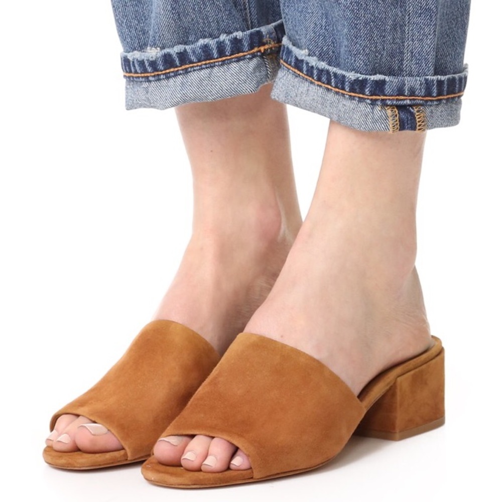 Vince Brown Suede Mules with Block Heel